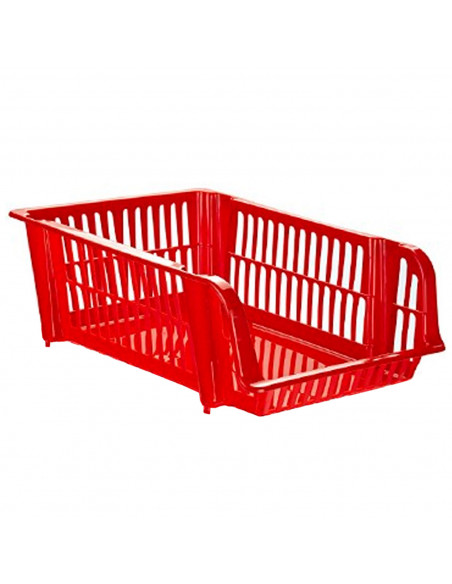 Tradineur - Cesta apilable de plástico, 1 ud, expositor, estante portaobjetos, organizador de frutas, verduras, ropa, documentos