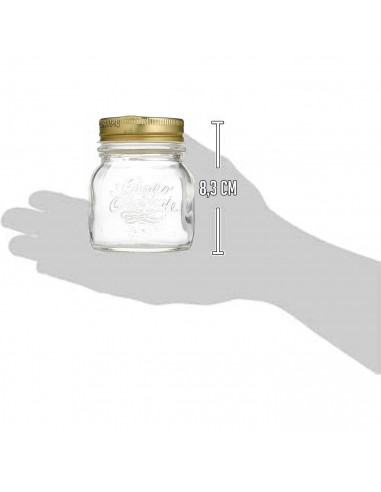 Tradineur - Bote multiusos transparente con rosca metálica - Fabricado en vidrio - Capacidad 150 ml - Almacenamiento de objetos