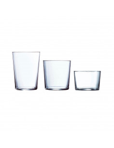 Luminarc - Pack 18 vasos de cristal: 6 x 53 cl, 6 x 36 cl y 6 x 23 cl, set gorbea de 18 vasos en diferentes tamaños