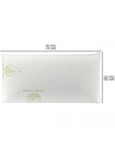 Tradineur - Almohada viscoelástica de Aloe Vera Antiácaros - Fabricada en Fibra hueca Poliéster - Forma rectangular - 75 cm
