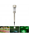 Tradineur - Antorcha solar de jardín de acero inoxidable, lámpara luz recargable para césped, incluye estaca para clavar, decora