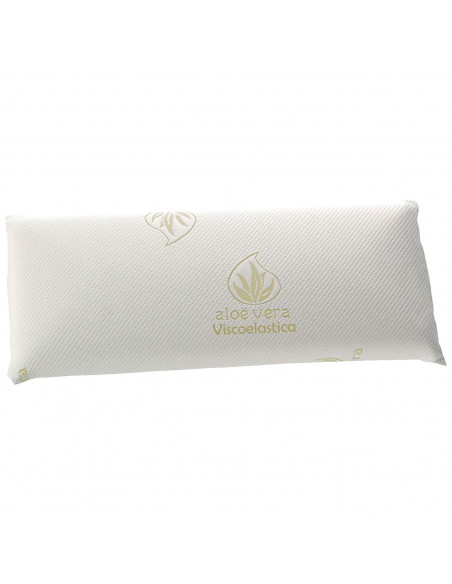 Tradineur - Almohada viscoelástica de Aloe Vera Antiácaros - Fabricada en Fibra hueca Poliéster - Forma rectangular - 105 cm