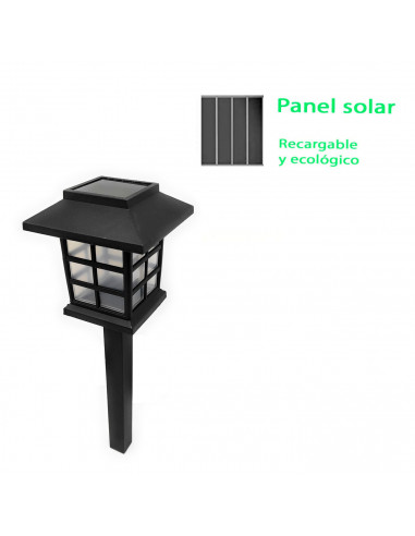 Tradineur - Antorcha de jardín de polipropileno, luz solar, lámpara solar recargable de plástico para césped, patio, paseos, dec