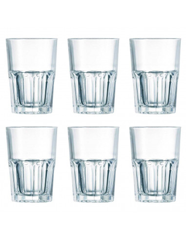 Tradineur - Set de 6 vasos "new america" con capacidad de 40 cl, de 8,5 cm de diámetro y 12 cm de alto. Pack de 6 vasos especial