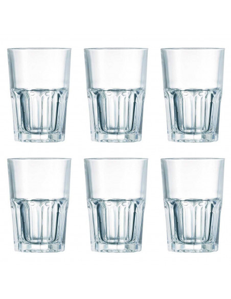 Tradineur - Set de 6 vasos "new america" con capacidad de 40 cl, de 8,5 cm de diámetro y 12 cm de alto. Pack de 6 vasos especial