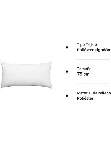 Tradineur - Almohada indeformable Antialérgica - Fabricada en Fibra hueca Poliéster - Forma rectangular - 75 cm