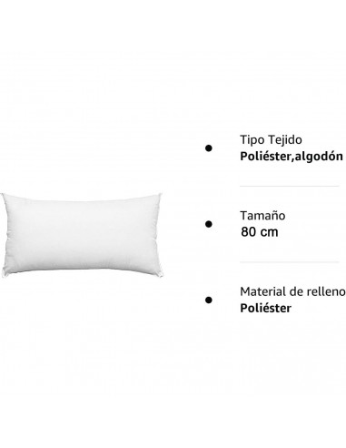 Tradineur - Almohada indeformable Antialérgica - Fabricada en Fibra hueca Poliéster - Forma rectangular - 80 cm