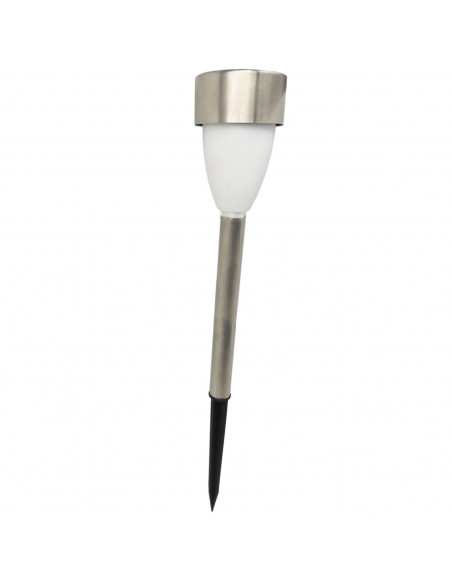 Tradineur - Antorcha de jardín de acero inoxidable y plástico, luz solar, lámpara solar recargable para césped, patio, paseos, d
