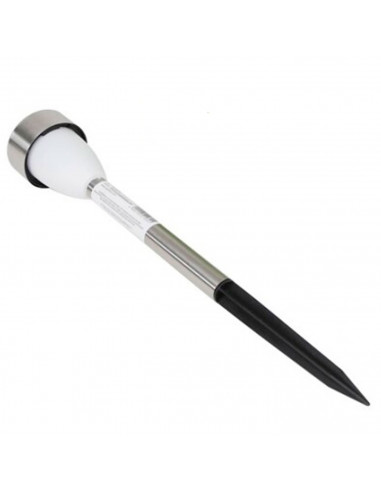 Tradineur - Antorcha de jardín de acero inoxidable y plástico, luz solar, lámpara solar recargable para césped, patio, paseos, d