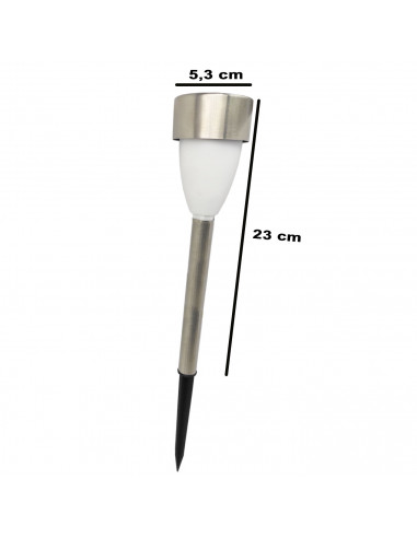 Tradineur - Antorcha de jardín de acero inoxidable y plástico, luz solar, lámpara solar recargable para césped, patio, paseos, d