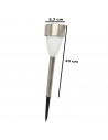Tradineur - Antorcha de jardín de acero inoxidable y plástico, luz solar, lámpara solar recargable para césped, patio, paseos, d