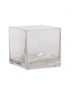 Centro florero cuadrado de vidrio 15 x 15 x 15 cm, diseño elegante y minimalista, recipiente, para plantas, flores u otros acces