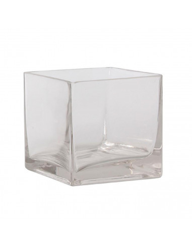 Centro florero cuadrado de vidrio 15 x 15 x 15 cm, diseño elegante y minimalista, recipiente, para plantas, flores u otros acces