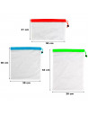 Tradineur - Pack de 3 bolsas de malla reutilizables para frutas, verduras, lavables, ecológicas, almacenamiento, compras, viajes