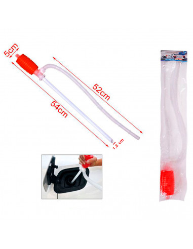 Tradineur - Bomba de sifón de trasvase de líquidos, bomba manual de plástico para transferencia de combustible, gasolina, diésel