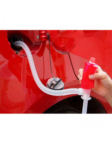 Tradineur - Bomba de sifón de trasvase de líquidos, bomba manual de plástico para transferencia de combustible, gasolina, diésel