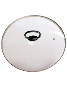 Tradineur - Tapa para olla de vidrio templado y acero inoxidable, modelo universal, incluye pomo plegable, válvula para salida d