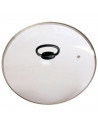 Tradineur - Tapa para olla de vidrio templado y acero inoxidable, modelo universal, incluye pomo plegable, válvula para salida d