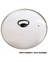 Tradineur - Tapa para olla de vidrio templado y acero inoxidable, modelo universal, incluye pomo plegable, válvula para salida d