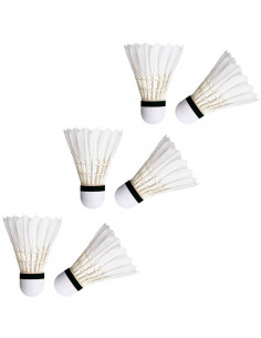 Tradineur - Pack de 6 volantes de bádminton, plumas de ganso, accesorios para deportes de raqueta, entrenamiento, competición (B