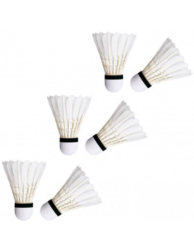 Tradineur - Pack de 6 volantes de bádminton, plumas de ganso, accesorios para deportes de raqueta, entrenamiento, competición (B