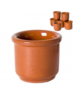 Pack de 6 vasos de cerámica de barro con capacidad de 5 cl, de 4,5 cm de altura y 5 cm de diámetro. Set 6 recipientes especial p
