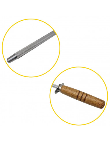 Tradineur - Afilador de cuchillos de acero inoxidable con mango de madera, hoja de 20 cm, chaira, afilar accesorios de cocina, 3