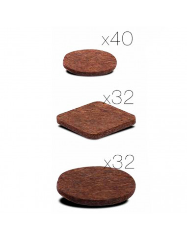 Tradineur - Pack de 104 protectores de muebles, distinas formas y tamaños, conteras adhesivas, almohadillas autoadhesivas, prote