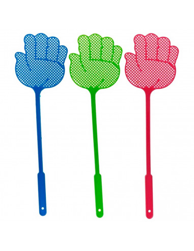 Tradineur - Set de 3 matamoscas de plástico con forma de mano, resistentes y duraderos, control manual de plagas, insectos, 42,5