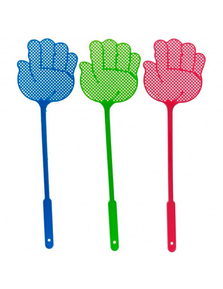 Tradineur - Set de 3 matamoscas de plástico con forma de mano, resistentes y duraderos, control manual de plagas, insectos, 42,5