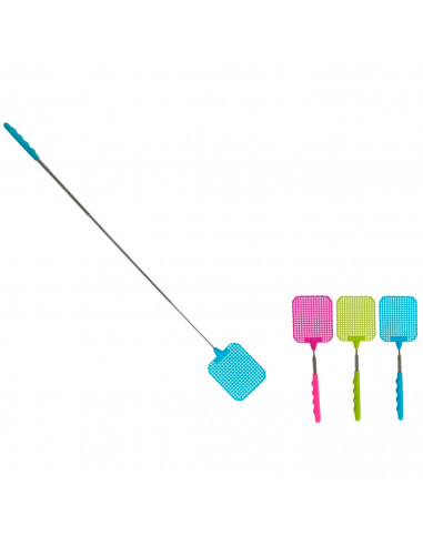 Tradineur - Matamoscas extensible de acero y plástico, resistente y duradero, control manual de plagas, insectos, 26-72 x 8,2 cm