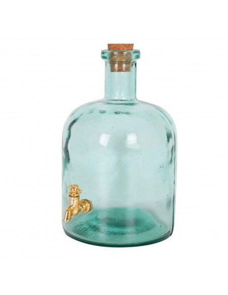 Botella de vidrio con grifo de 2.25 litros, dispensador de bebidas de vidrio con grifo, 25 x 14 x 19 cm