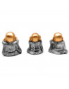Tradineur - Set de 3 Budas decorativos, monjes ciego, sordo y mudo, figuras de resina, adornos, regalo original, meditación, rel
