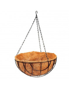 Tradineur - Macetero de coco colgante, cesta, maceta con cadena y gancho para colgar, decoración del hogar, terraza, balcón, pat