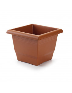 Tradineur - Maceta de plástico cuadrada 30 cm de diámetro sin plato color marrón