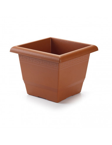 Tradineur - Maceta de plástico cuadrada 30 cm de diámetro sin plato color marrón