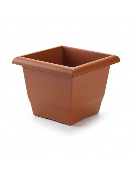Tradineur - Maceta de plástico cuadrada 30 cm de diámetro sin plato color marrón