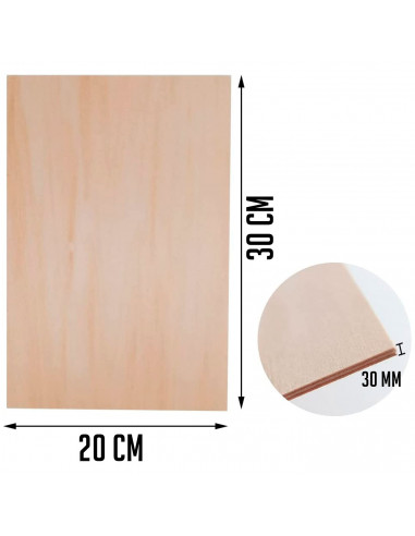 Tradineur - Lámina / Chapa de madera - Fabricado en España - Ideal para manualidades - Resistente - 20 x 30 x 0,3 cm