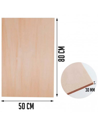 Tradineur - Lámina / Chapa de madera - Fabricado en España - Ideal para manualidades - Resistente - 80 x 50 x 0,3 cm