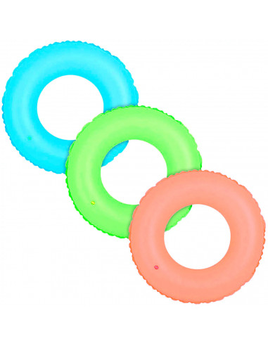 Tradineur - Flotador neón infantil hinchable de vinilo, aro, anillo inflable para piscina, playa, natación, resistente, niños, Ø