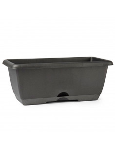 Tradineur - Jardinera con plato integrado de plástico, tiesto, macetero de polipropileno, recipiente para plantas, flores, balcó