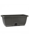 Tradineur - Jardinera con plato integrado de plástico, tiesto, macetero de polipropileno, recipiente para plantas, flores, balcó