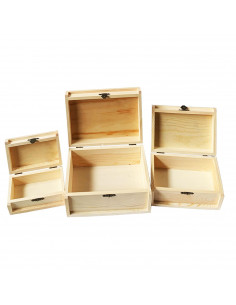 Conjunto de 3 cajas de madera natural, set de cajas de madera rectangulares, 4.8 x 13.2 x 8.3 cm, 6.8 x 16.1 x 11.2 cm, 8.3 x 19