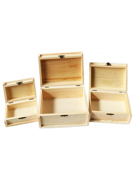 Conjunto de 3 cajas de madera natural, set de cajas de madera rectangulares, 4.8 x 13.2 x 8.3 cm, 6.8 x 16.1 x 11.2 cm, 8.3 x 19 Conjunto de 3 cajas de madera natural, set de cajas de madera rectangulares, 4.8 x 13.2 x 8.3 cm, 6.8 x 16.1 x 11.2 cm, 8.3 x 19
