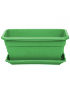 Tradineur - Jardinera con plato de plástico, incluye agujeros de drenaje, tiesto, macetero de polipropileno, plantas, flores, ba
