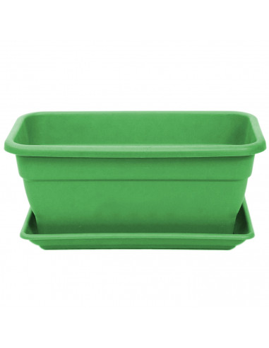 Tradineur - Jardinera con plato de plástico, incluye agujeros de drenaje, tiesto, macetero de polipropileno, plantas, flores, ba