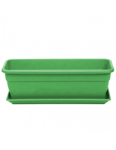 Tradineur - Jardinera con plato, plástico, incluye agujeros de drenaje, tiesto, macetero de polipropileno, plantas, flores, balc