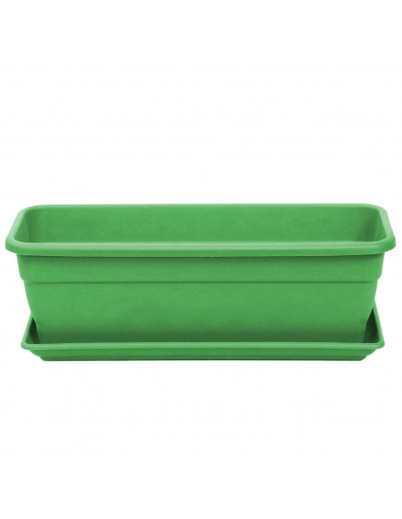 Tradineur - Jardinera con plato, plástico, incluye agujeros de drenaje, tiesto, macetero de polipropileno, plantas, flores, balc