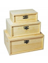 Conjunto de 3 cajas de madera natural, set de cajas de madera rectangulares, 4.8 x 13.2 x 8.3 cm, 6.8 x 16.1 x 11.2 cm, 8.3 x 19