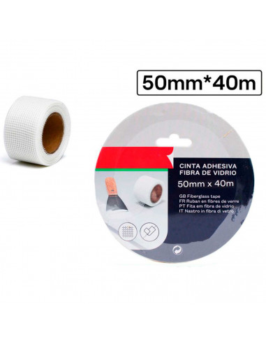 Tradineur - Cinta adhesiva, fibra de vidrio, malla de alta resistencia al desgarro, multiusos, rellenar grietas, reparar juntas,